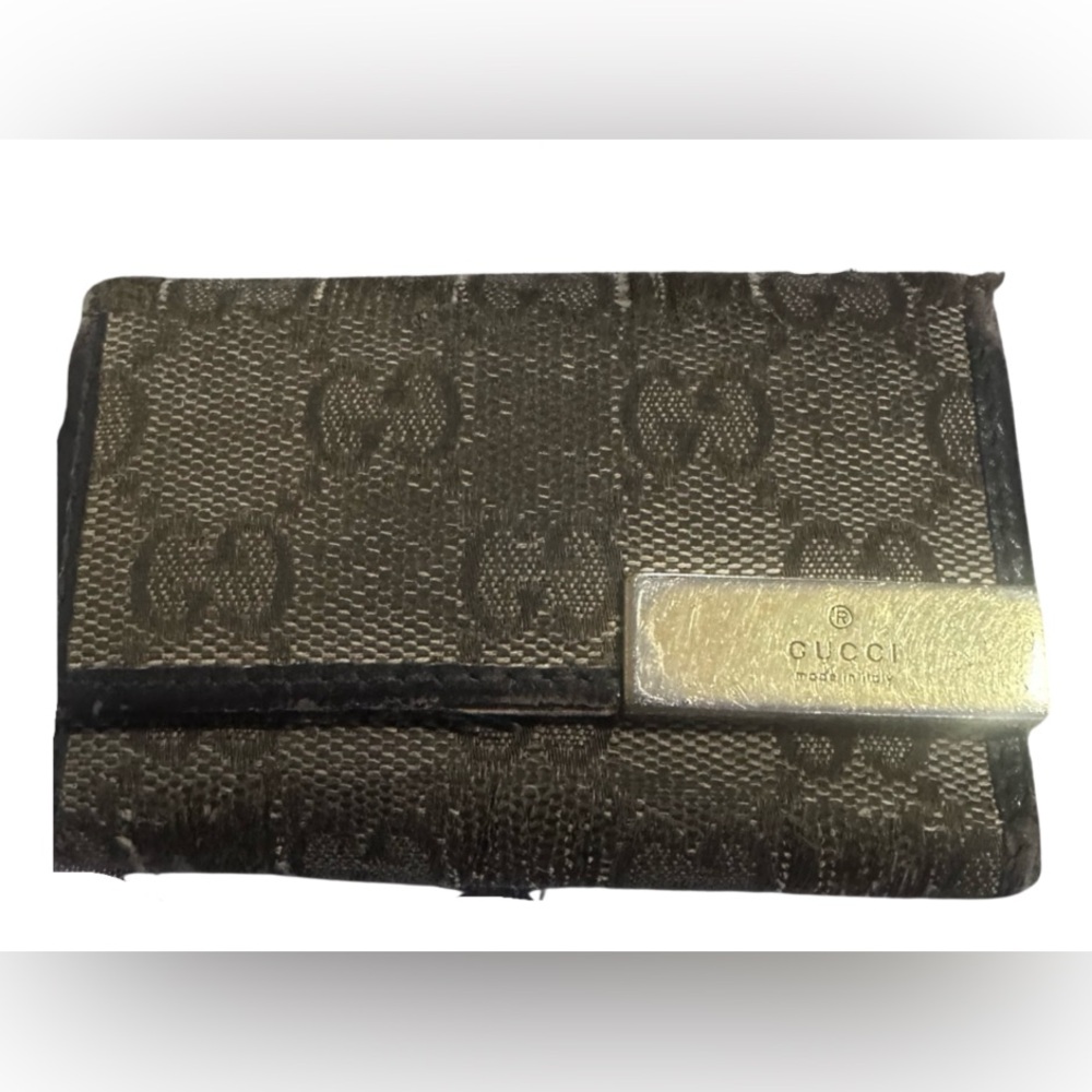 Gucci Canvas Leather Key Case Unisex